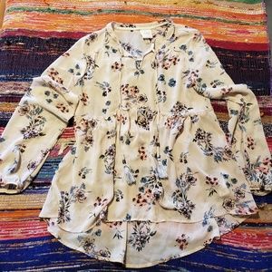 Pink Floral Sheer Top